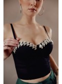 Black corset with zircons on the neckline 001037 - Online store - Boutique